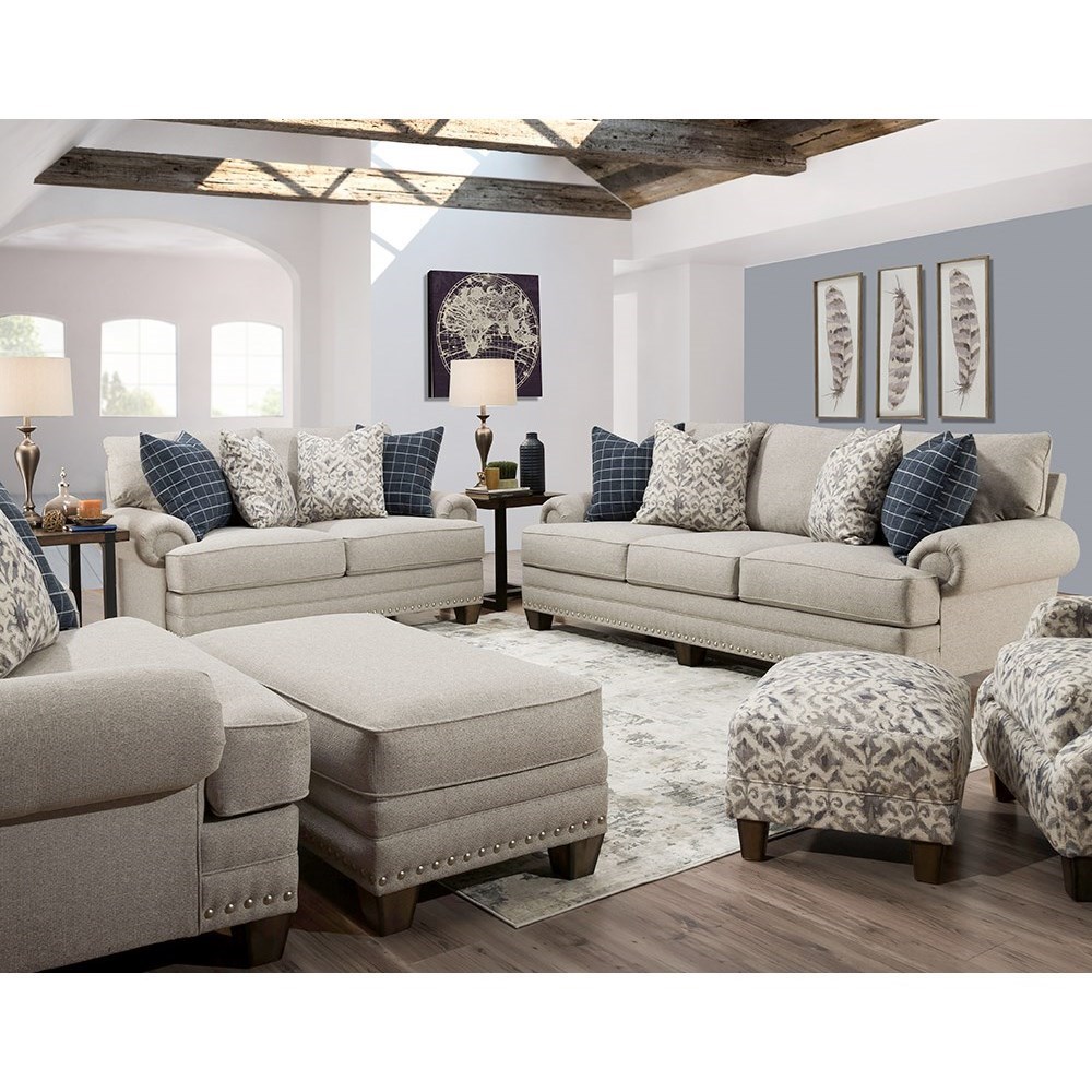 Franklin Fletcher 91640S Transitional Sofa with Nailhead Trim